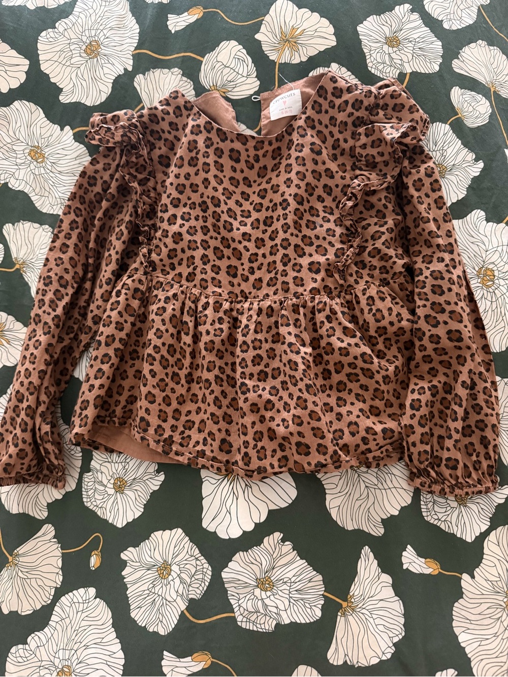 Crewcuts Brown Leopard Ruffle Peplum Top J.Crew Crewcuts
